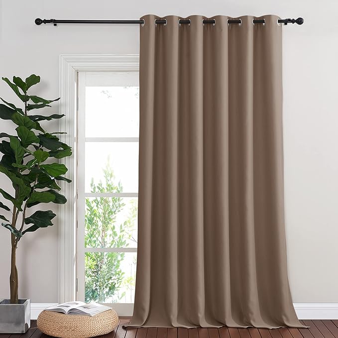 NICETOWN Blackout Sliding Glass Door Curtains, Room Darkening Thermal Insulated Curtains for Living Room Bedroom, Extra Wide Window Drapes, 1 Panel, W80 x L118, Cappuccino NICETOWN