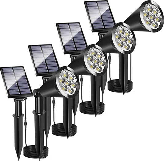 MEIHONG Solar Spot Light Outdoor, Waterproof LED Landscape Lights Dusk to Dawn, 2-in-1 Solar Spotlight Solar Powered Accent Lights for Garden Porch Walkway Patio (4 Pack) MEIHONG