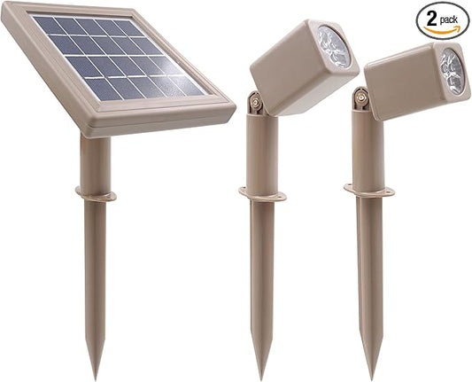 HEX 30X Twin Solar Spotlight Warm White LED Waterproof Dimmable Dusk to Dawn for Outdoor Garden Yard Landscape Pathway Downlight Uplight SolarLightMart