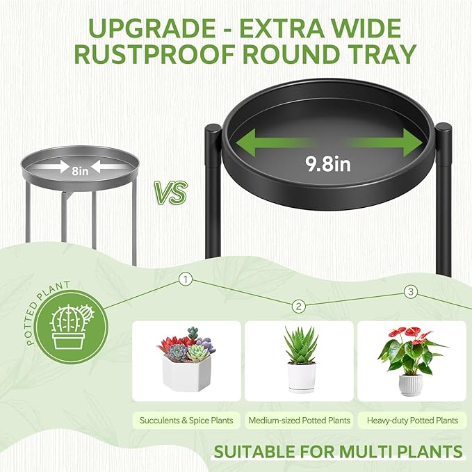 iDavosic.ly 6 Tier Large Plant Stand Indoor with 10 Inch Wide Tray, Tiered Corner Metal Outdoor Flower Display Holder Shelf, Folding Tall Rack for Patio Porch Living Room, Modern Black iDavosicly