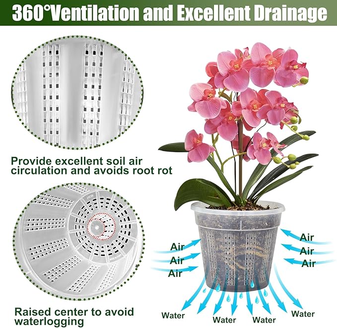Orchid Pot, 6 Packs of 6.1" Orchid Pots with Holes, Orchid Pots for Repotting, Plastic Orchid Planter for Indoor Outdoor Plants (6 Packs, 6.1") HOLANHING