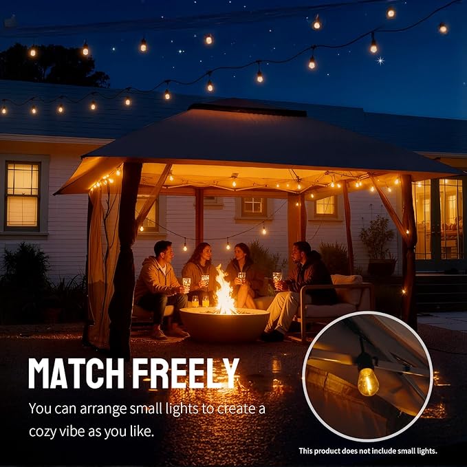 CROWN SHADES 13x13 Pop Up Gazebo, Canopy Tent, Gazebos on Clearance - Outdoor Gazebo for Backyard & Patio Furniture - Carpa Pop Up Tent with Wheeled STO-N-Go Cover Bag (Grey) CrownShades