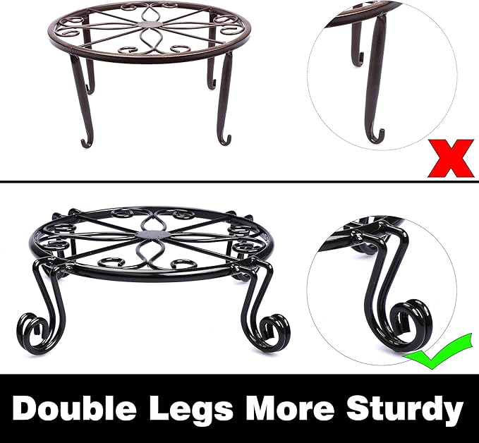 Black Plant Stand for Flower Pot Heavy Duty Potted Holder Indoor Outdoor Metal Rustproof Iron Garden Container Round Supports Rack for Planter Bronze, Pumpkin Stand Outdoor Autopromake