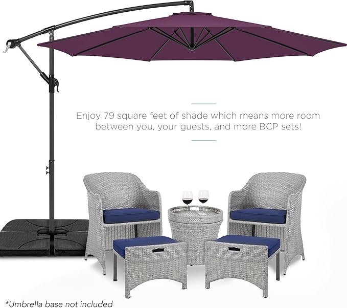 Best Choice Products 10ft Offset Cantilever Hanging Market Patio Umbrella, 8 Sturdy Ribs, Easy Adjustment - Amethyst Purple BestChoiceProducts