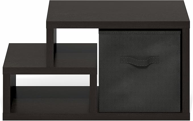 Furinno Viola Storage Shelf, Storage Rack with Bin, Book Shelf, Bookshelf, Display Rack, with Bin Drawers, for Organization, Living Room, Home Office, Black Dark Oak Furinno-FitsYourSpaceFitsYourBudget
