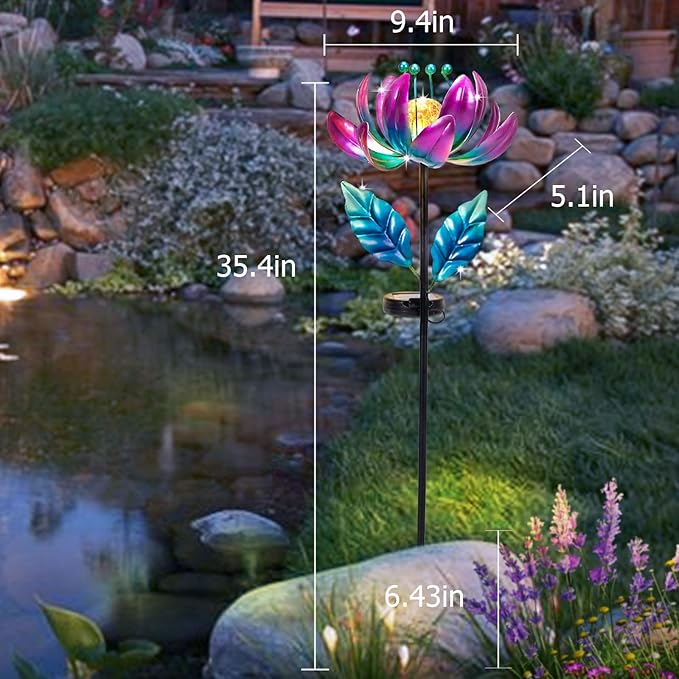 Outdoor Garden Decor Solar Spinners Lights - Metal Wind Spinner Solar Lights for Yard, Patio, Garden Lawn Oranments SUCUY