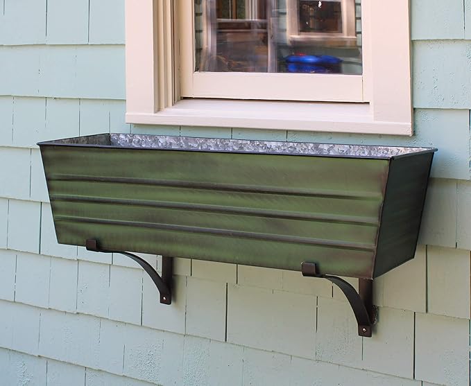 Achla Designs Galvanized Window Flower Box Planter-Green-Large (35.5" L x 11" W x 9.5" D) ACHLADesignsHomeGarden