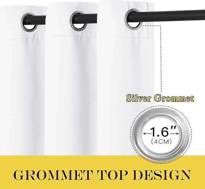 NICETOWN Room Darkening White Curtain for Bedroom - Window Treatment Thermal Curtain Grommet Light Blocking Sound Reducing Drape Privacy for Cafe/Kitchen (1 Panel, W66 x L54) NICETOWN