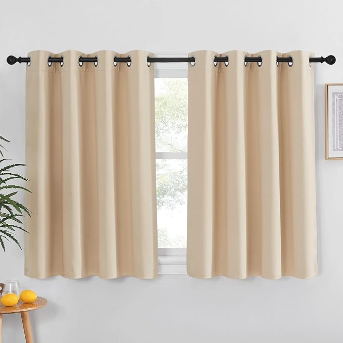 NICETOWN Bedroom Blackout Curtain and Drape - Window Treatment Thermal Insulated Solid Grommet Blackout Drapery for Bedroom (Biscotti Beige, 1 Panel, 52 by 54 inches) NICETOWN