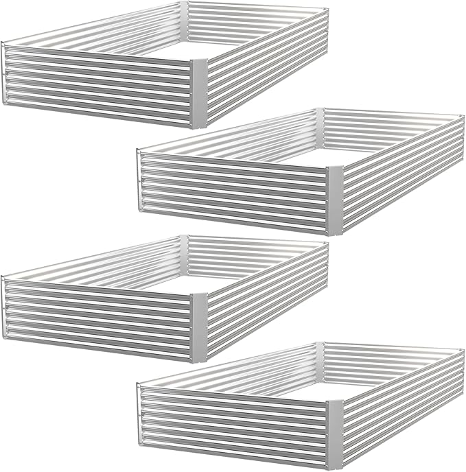 4 Pack Corrugated Galvanized Steel Raised Garden Bed Outdoor, Metal Above Ground Garden Bed for Vegetables and Flowers, Rectangle Raised Beds for Gardening-4x2FT CATMANOR
