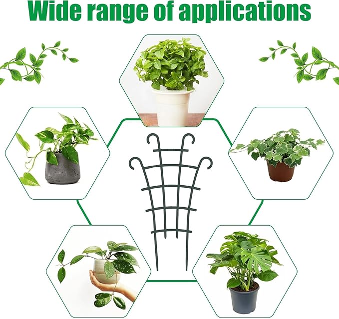 4 Pcs Small Trellis for Potted Plants Plant Trellis Indoor Trellis for Potted Plants Stackable Plastic Plant Support Houseplant for Climbing Indoor Monstera Pothos Ivy Plants Decor Rootora