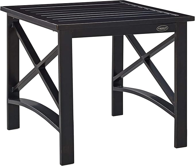 Crosley Furniture Kaplan Weather Resistant Metal Outdoor Side Table for Patio, Deck, Porch, Oiled Bronze CrosleyFurniture