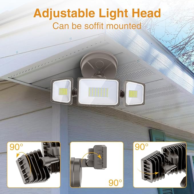 Onforu 2 Pack 75W Flood Lights Outdoor, 7000LM LED Floodlights Switch Controlled, IP65 Waterproof Exterior Lighting Fixture with 3 Adjustable Heads, 6500K Security Light for Eave Garage Yard Onforu