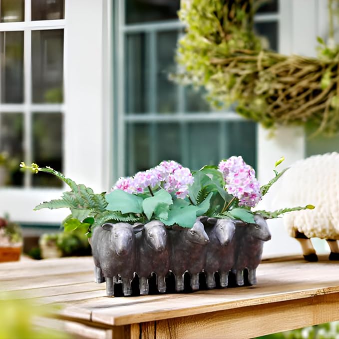 Newman House Studio Resin Sheep Planter Succulent Pot - Creative Animal Garden Pots for Home Garden Office Desktop Decoration 13 * 7.2 * 5.5 Inch NewmanHouseStudioLLC