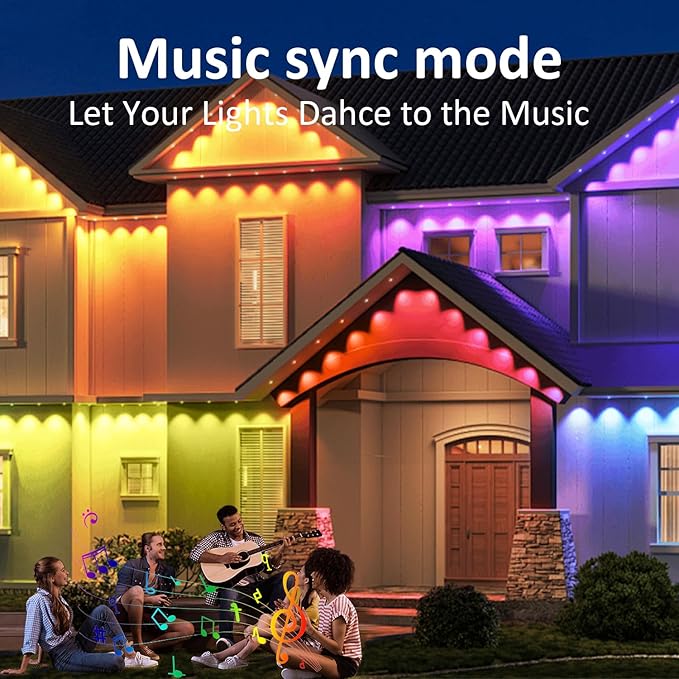 RGB Permanent Outdoor Lights, 50FT LED Eaves Lights with Smart App Remote Control, IP67 Waterproof, Music Sync, Timing Function for Christmas, Party, All Holiday Decorations Rootora