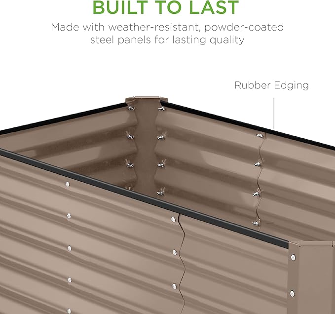 Best Choice Products 4x2x2ft Outdoor Metal Raised Garden Bed, Deep Root Planter Box for Vegetables, Flowers, Herbs, and Succulents w/ 119 Gallon Capacity - Taupe BestChoiceProducts