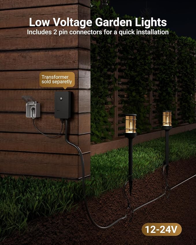Sunco 6 Pack Low Voltage Garden Pathway Lights, LED Landscape Pathway Lighting, 1.5W, 50 LM, 3000K Warm White, Wet Rated, for Garden Pathway Walkway, Clear Glass Design with Connectors ETL SuncoLighting