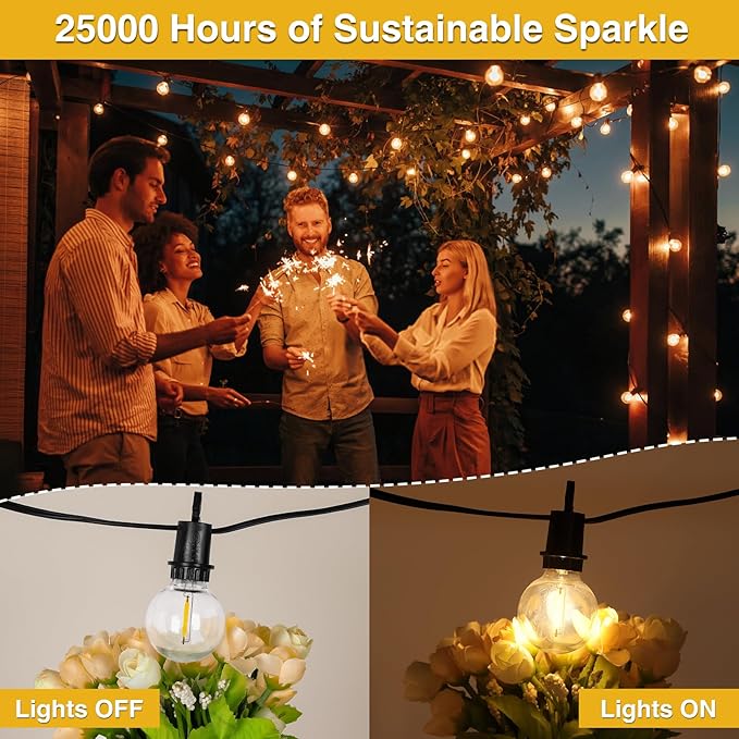 ZJOJO 200FT Outdoor String Lights, G40 Globe Outdoor Lights with 60 Shatterproof LED Bulbs 2700K, IP65 Waterproof Patio Light String Lights for Outside Backyard Porch Party ZJOJO