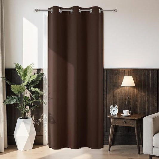 Joydeco Blackout Door Curtain for Doorway Privacy 78 Inches Long, Grommet Closet Curtain for Open Closet, Room Divider for Bedroom Living Room (Chocolate, 40Wx78L, 1 Panel) JOYDECO