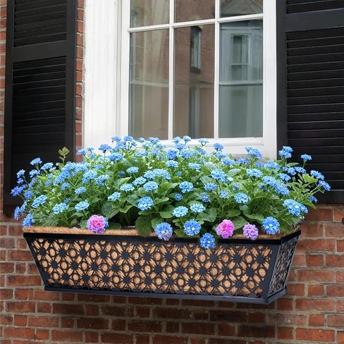 hehimhis 24 Inch 2 Pack Railing Planter Box with Adjustable Bracket,Window Planter Boxes Outdoor for Porch,Balcony Planters Railing Hanging,Fence,Patio Hanging Planters for Garden Hehimhishome