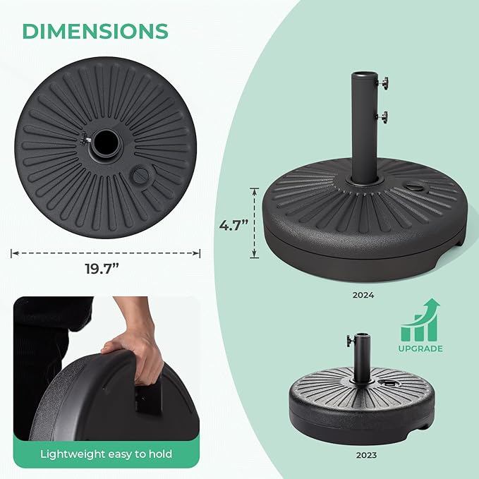 JEAREY 81.5lb Max Capacity Patio Umbrella Stand, Outdoor Umbrella Base Water Filled Stand, Heavy Duty Market Umbrella Holder for Patio, Deck, Poolside (Black) JEAREYOutdoorsCollection