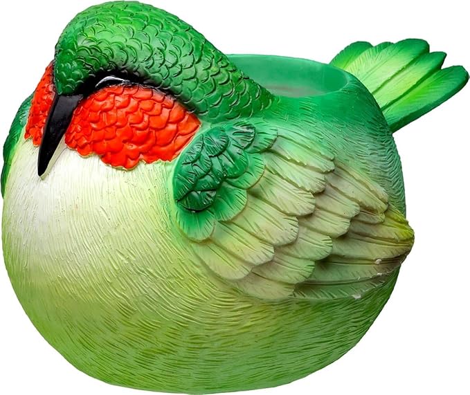 Spoontiques Hummingbird Flower Pot - Decorative Flower Pots for Indoor and Outdoor Use - Hand Painted Resin Plant Pot - Home and Garden Décor Spoontiques