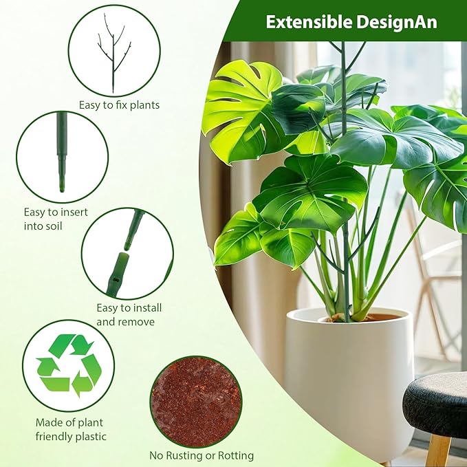 15 Pack Stackable Plant Support Stakes, Garden Trellis for Climbing Plants Indoor and Outdoor Use, Plant Accessories for Potted Plants Monstera, Plant Sticks for Climbing Plant Stems PERSZEN