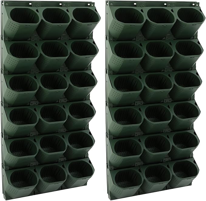 Self Watering Wall Planter | 36 Pots Vertical Garden Planter for Indoor Plants | Wall-Mounted Stackable wall planter | Hanging Plant Flower Pot Holder | 10.56 Fl Oz Each Individual Pot | Army Green Yellulu