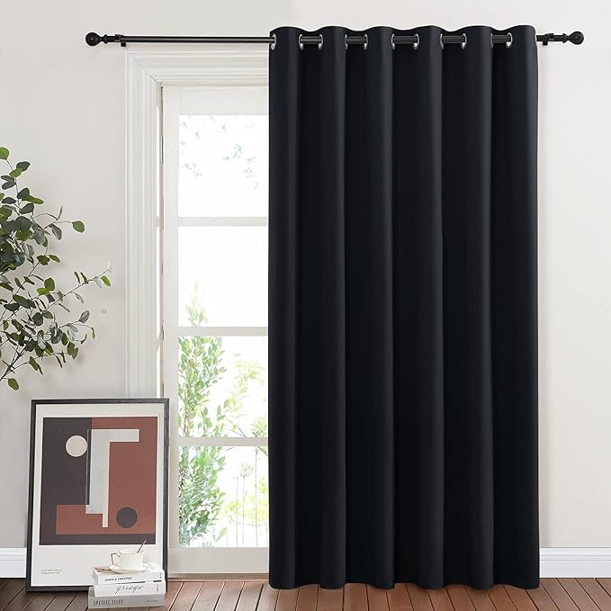 NICETOWN Blackout Curtain for Sliding Door, Patio Door Curtains, Thermal Insulated Wide Drapes/Draperies for Bedroom (Black, 80 by 84 inches) NICETOWN