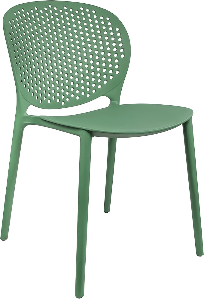 2xhome Set of 4 Patio Dining Chairs | Modern Stackable Outdoor Pool Side Chair | Weather Resistant Plastic for Yard, Porch, Balcony, Kitchen, Green 2xhome