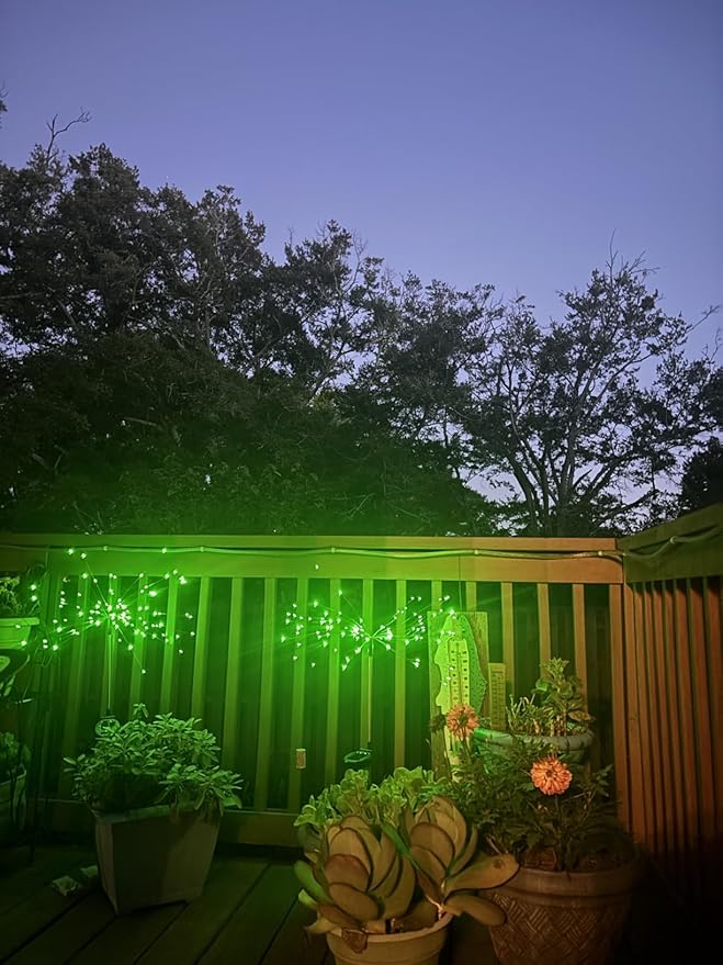 YOTOZU 2 PCS Solar Firework Light, Outdoor Solar Garden Decorative Lights 120 LED Powered 40 Copper Wires String DIY Landscape Light for Walkway Pathway Backyard Decor Parties Perfect Gifts(Green) YOTOZU