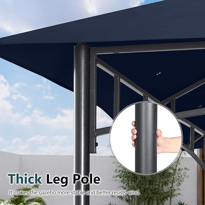 MASTERCANOPY Outdoor Garden Gazebo for Patios with Stable Steel Frame and Netting Walls (9x9,Navy Blue) MASTERCANOPY