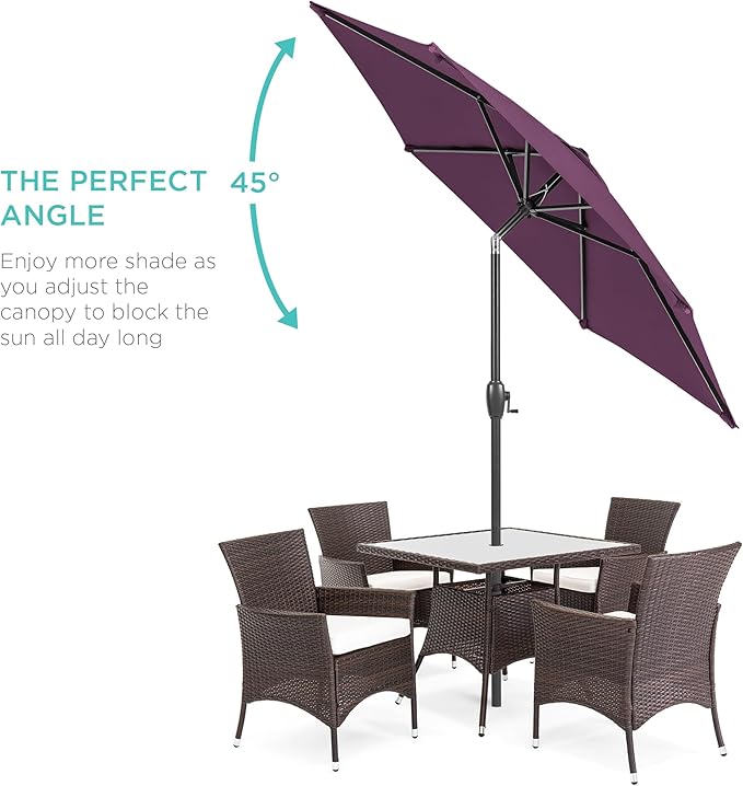 Best Choice Products 7.5ft Heavy-Duty Round Outdoor Market Table Patio Umbrella w/Steel Pole, Push Button Tilt, Easy Crank Lift - Amethyst Purple BestChoiceProducts