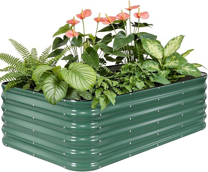 5×3×1.4FT Galvanized Raised Garden Bed Outdoor, Metal Raised Garden Bed Kit, Large Planter Raised Beds, 4 In1 Modular Raised Planter Box Outdoor,Raised Beds for Gardening for Vegetables Flowers Herbs TwentyNext