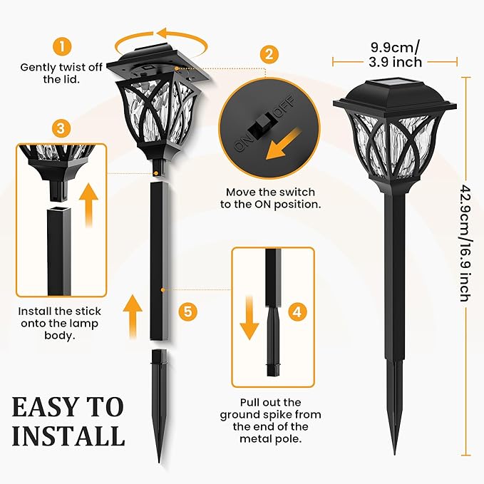 GIGALUMI 8 Pack Solar Lights Outdoor Waterproof, LED Solar Garden Lights, Outdoor Decorations, Garden Decor for Yard, Patio, Landscape, Planter, Walkway (Warm White) GIGALUMI