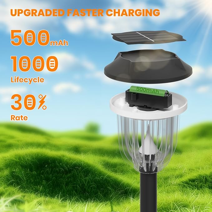 AOSEA LED Solar Lights for Outside,12000K 6 Pack Solar Lights Outdoor IP65 Waterproof,Landscape Lighting,Garden Decorative for Yard,Patio,Landscape,Pathway,Sidewalk,Driveway,Lawn (Cold White) AOSEA