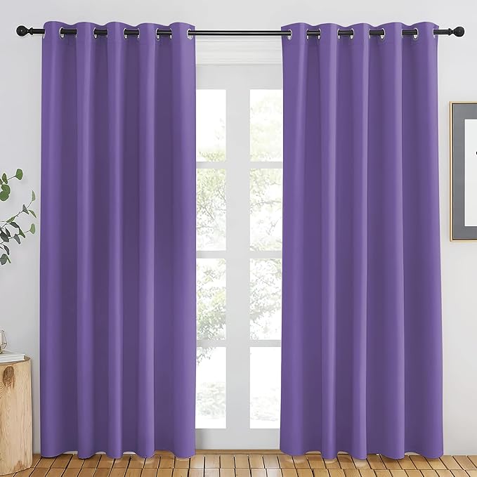 NICETOWN Lilac Purple Blackout Curtains 84 inch Length, Grommet Top Room Darkening Drapes for Bedroom Living Room, Light Blocking Window Covering for Privacy (W66 x L84 Inch, 1 Panel) NICETOWN