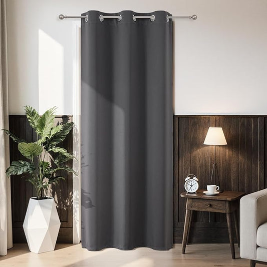 Joydeco Blackout Door Curtain for Doorway Privacy 78 Inches Long, Grommet Closet Curtain for Open Closet, Room Divider for Bedroom Living Room (Grey, 40Wx78L, 1 Panel) JOYDECO