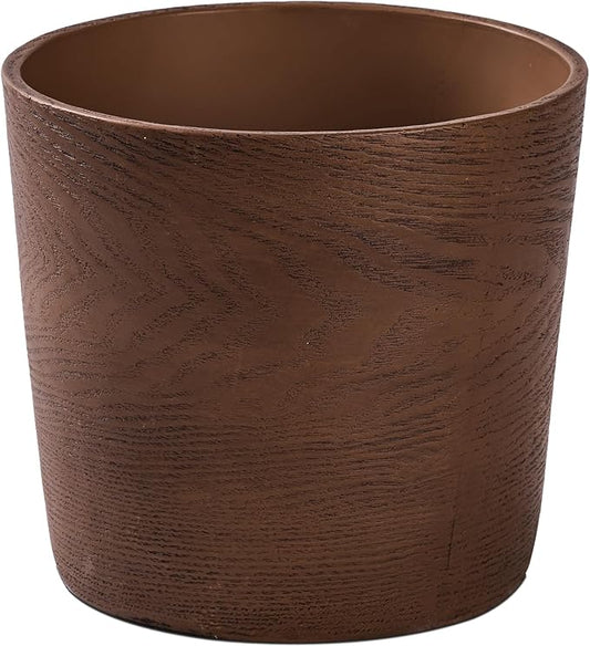 Ekirlin 7 inch Plant Pot, Resin Mahogany Texture Flower Planters with Drain Hole, Removable Rubber Stopper and Non-Slip Soft Pad - for Most Plants and Flowers Ekirlin
