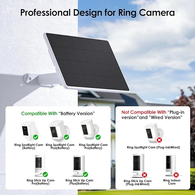 6W Solar Panel for Ring Spotlight Cam Battery & Stick Up Cam Battery, High-Efficiency Solar Charger with 360° Adjustable Retractable Bracket & 10ft Cable (3 Pack) Rootora