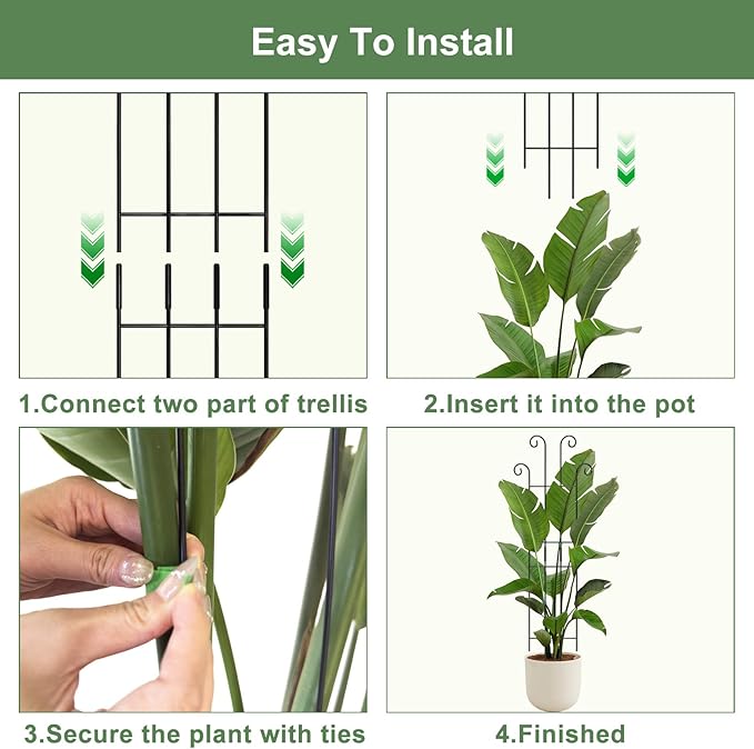 Coomin 32.6in Monstera Plant Support Stakes for Outdoor Plants, Garden Trellis for Climbing Plants, Metal Stakes for Potted Plants Pothos Plant Climber Support, 4P COOMIN