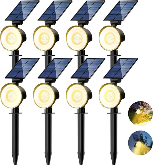 nipify 8 Pack Solar Spot Lights Outdoor Waterproof with 3 Modes, Solar Spotlight Light for Outside Yard Landscape Lighting Pathway Lights Wall,Warm White Nipify