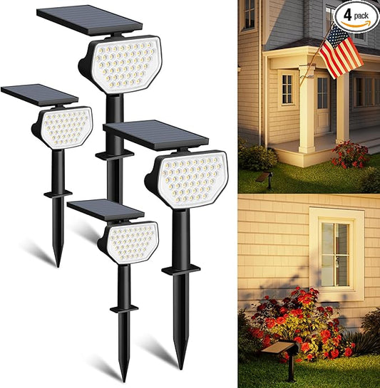 Lepro Solar Decorative Spot Lights 4 Pack, Warm White Accent Lights for Garden Ambiance, IP65 Waterproof Adjustable Landscape Lighting to Highlight Statues, Plants, Pathways & Yard Decor Lepro