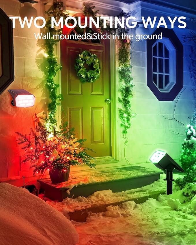 HIBOITEC Solar Spot Lights Outdoor Color Changing 59LED Landscape Lighting Solar Powered Uplights Waterproof Dusk to Dawn for Christmas Decorations Garden Yard Outdoor 8 Packs Multicolor HIBOITEC