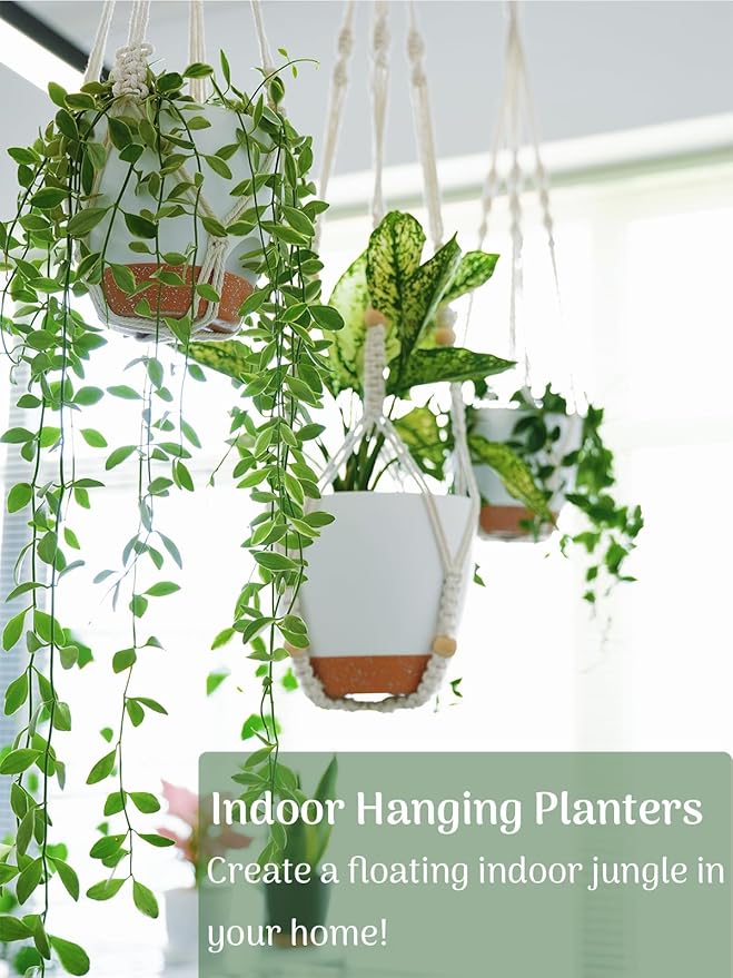 Hanging Planters with Macrame Plant Hangers for Indoor Outdoor Plants 3 Set Self Watering Pots Hanging Baskets Flower Pot Holders 3 Different Size Bouqlife