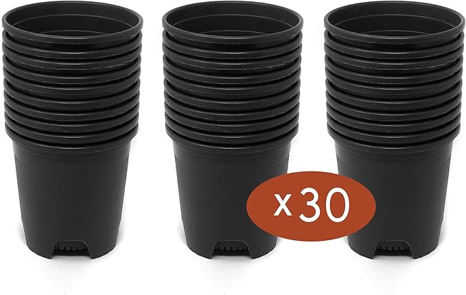 Wholesale Bulk Nursery Pot 4.5 Inch Black Plastic Planters 30-Pack 0.35 Gallon Pots for Outdoor Indoor Plants Gardening Flower with Drainage Holes CottaPlanters