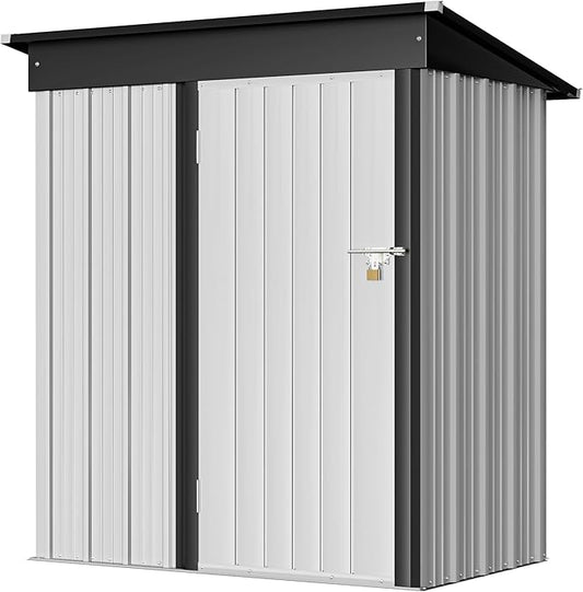 Greesum Metal Outdoor Storage Shed 5FT x 3FT, Steel Utility Tool Shed Storage House with Door & Lock, Metal Sheds Outdoor Storage for Backyard Garden Patio Lawn, White BuynowfromGreesum