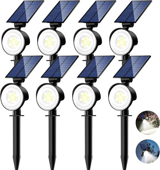 nipify 8 Pack Solar Spot Lights Outdoor Waterproof with 3 Modes, Solar Spotlight Light for Outside Yard Landscape Lighting Pathway Lights Wall, Cool White Nipify