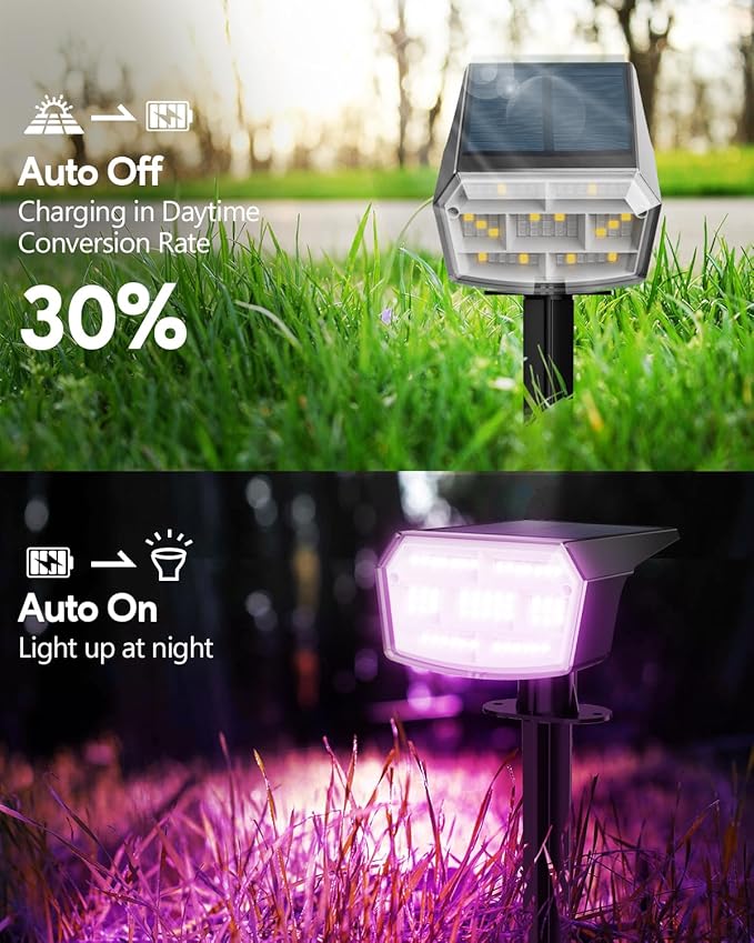 HIBOITEC Solar Spot Lights Outdoor Color Changing 59LED Landscape Lighting Solar Powered Uplights Waterproof Dusk to Dawn for Christmas Decorations Garden Yard Outdoor 8 Packs Multicolor HIBOITEC