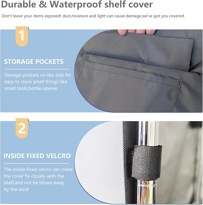 Waterproof Shelf Cover,600D Heavy Duty Dustproof Storage Wire Rack Covers,Outdoor Shelving Covers for Wire Shelves with Zipper 48''x18''x72'',Clear Front. Dalema